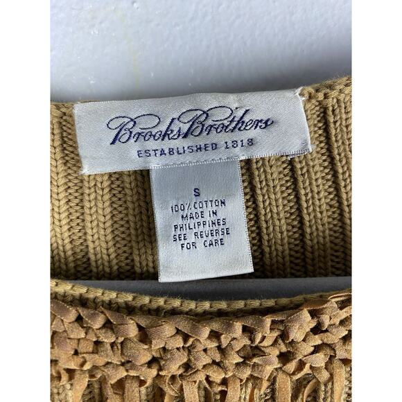 Vintage Brooks Brothers Sz S 2 Pc Brown LS Sweater With Lattice Laced Overlay - Picture 2 of 10
